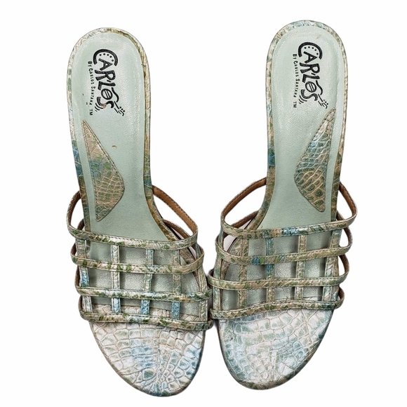 Carlos Santana | Cage Mint Leather Snake Wedges 7 - Picture 3 of 9
